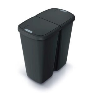 Papelera con 2 tapas independientes color negro KEDEN de 45L.