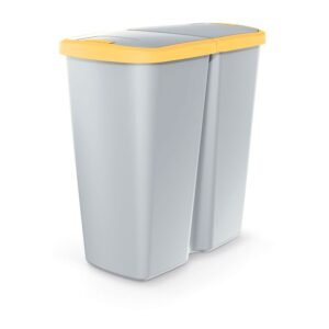 Papelera con 2 tapas independientes de 45l gris