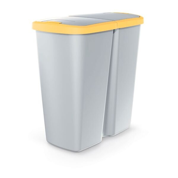 Papelera con 2 tapas independientes de 45l gris