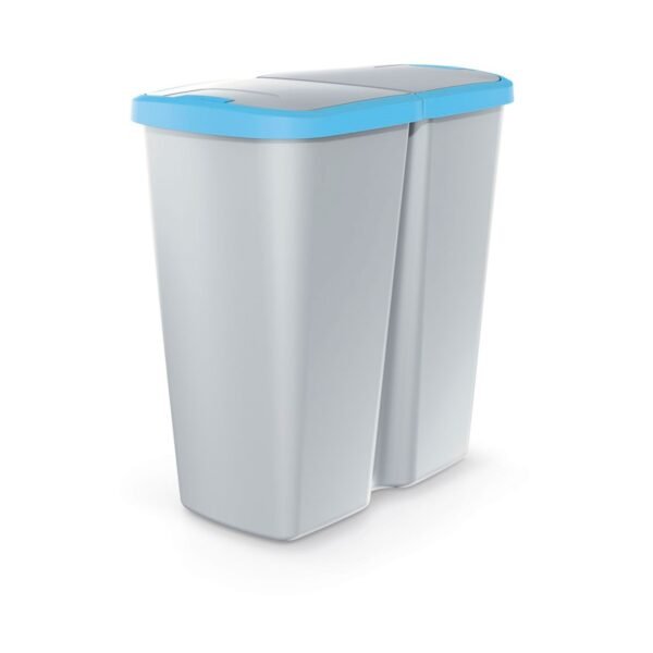 Papelera con 2 tapas independientes de 45l blanco y azul