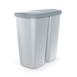 Papelera con 2 tapas independientes de 50l blanco y gris
