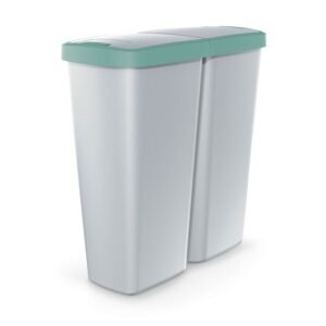 Papelera con 2 tapas independientes de 50l blanco  y verde