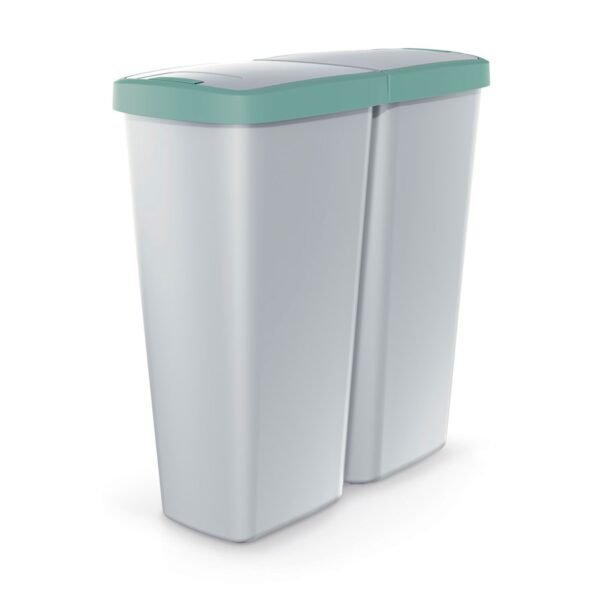 Papelera con 2 tapas independientes de 50l blanco  y verde