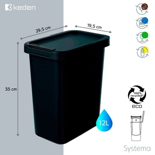 Sistema de reciclaje de 12L en color negro  KEDEN - Imagen 2