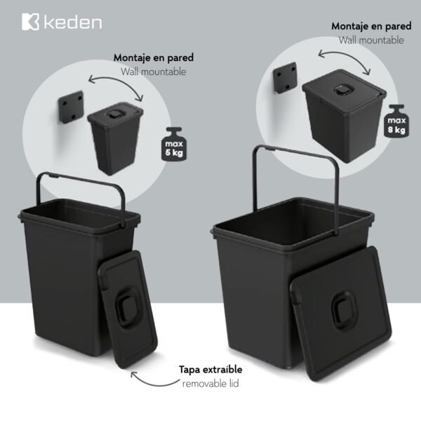 Cubo para sistema de reciclaje de 23L KEDEN. - Imagen 3