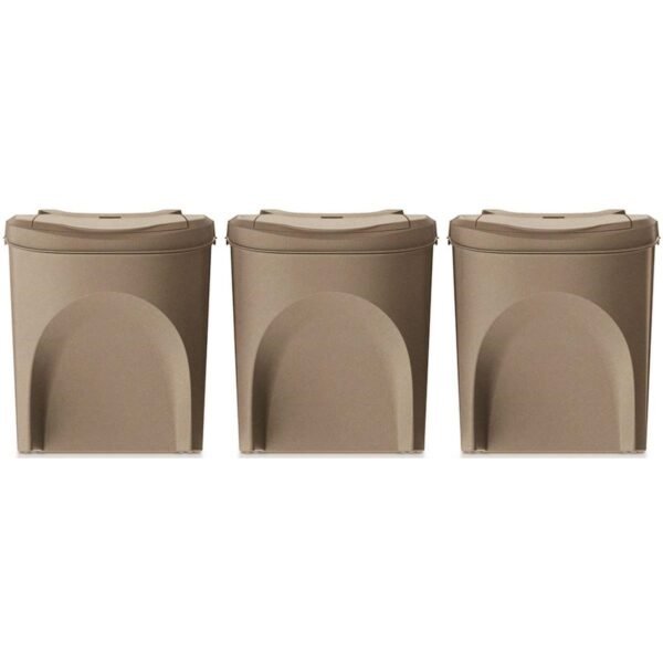 Set de 3 cubos de basura KEDEN SORTIBOX papelera reciclaje, marrón ECO, volumen 3x25L - Imagen 4