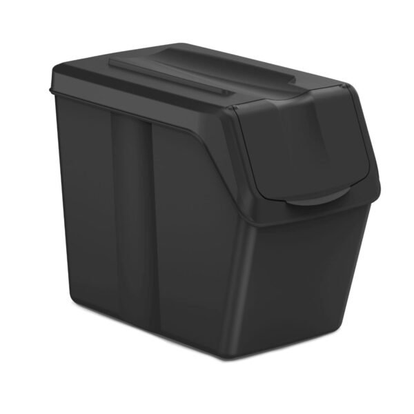 Set de 3 cubos de basura KEDEN SORTIBOX 100% plástico reciclado, negro, 60L - Imagen 2