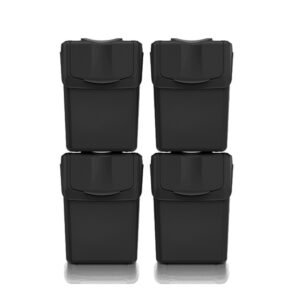 Set de 4 cubos de basura KEDEN SORTIBOX 100% plástico reciclado, negro, 80L