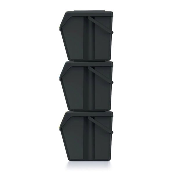 Set de 3 cubos de basura KEDEN SORTIBOX 100% plástico reciclado, negro, 75L - Imagen 2