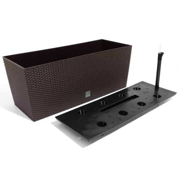 Jardinera Rato 30 litros con riego en color chocolate 60 x 25 x 24 cm - Imagen 3