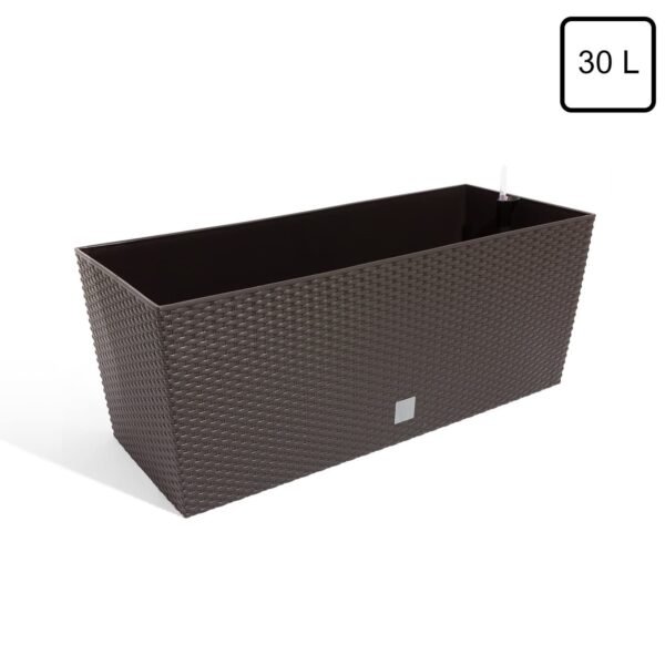 Jardinera Rato 30 litros con riego en color chocolate 60 x 25 x 24 cm - Imagen 4