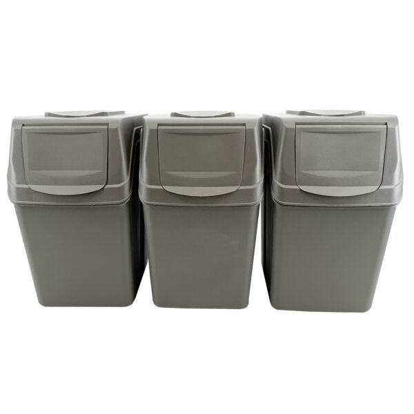 Set de 3 cubos de basura KEDEN SORTIBOX para reciclado, gris, volumen 3x20L - Imagen 3