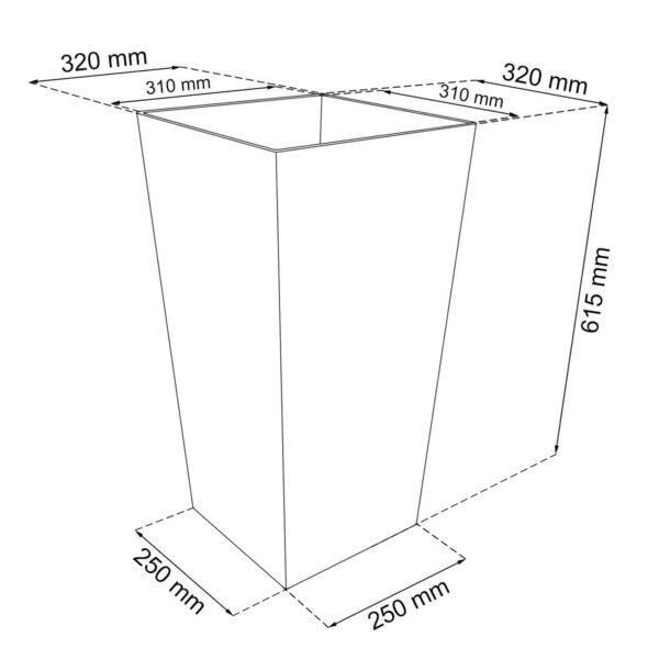 Maceta alta Urbi 49 litros, de plastico, 32,5 x 32,5 x 61 cm en color Blanco - Imagen 3