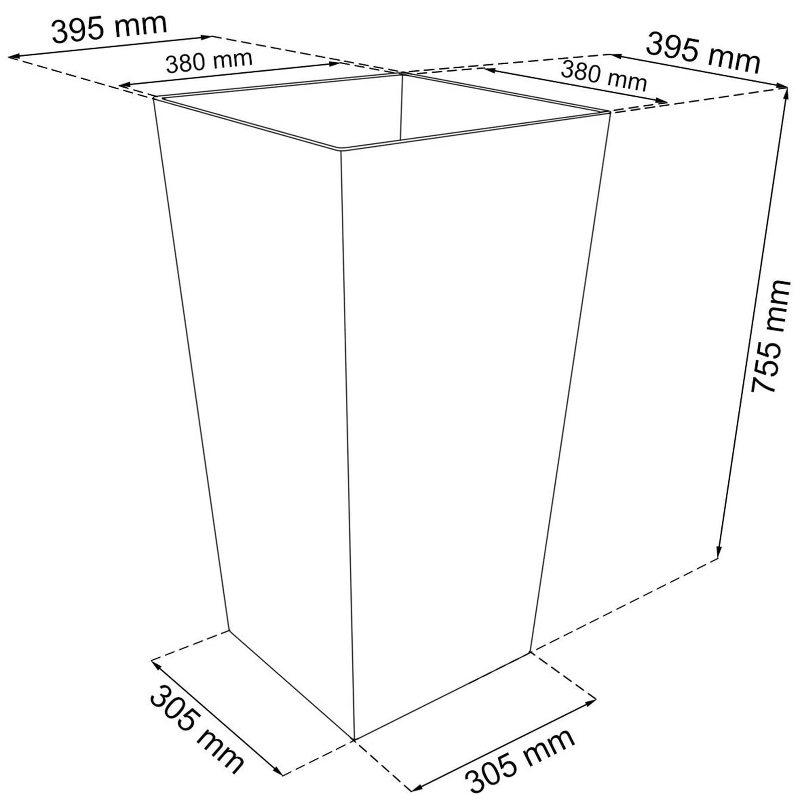 Maceta alta Urbi 91,5 litros, de plastico, 40 x 40 x 75 cm en color Blanco - Imagen 3
