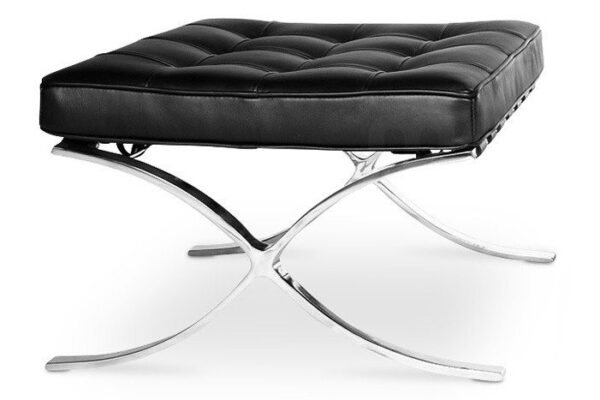 Ottoman BARNA (T), acero inoxidable, piel top negra