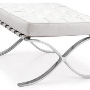 Ottoman BARNA (T), acero inoxidable, similpiel blanca