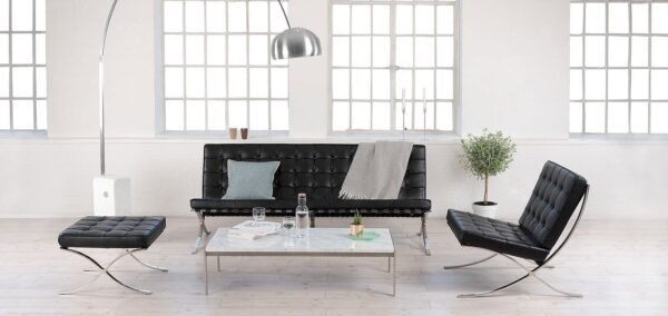 Ottoman BARNA (T), acero inoxidable, similpiel negra - Imagen 4