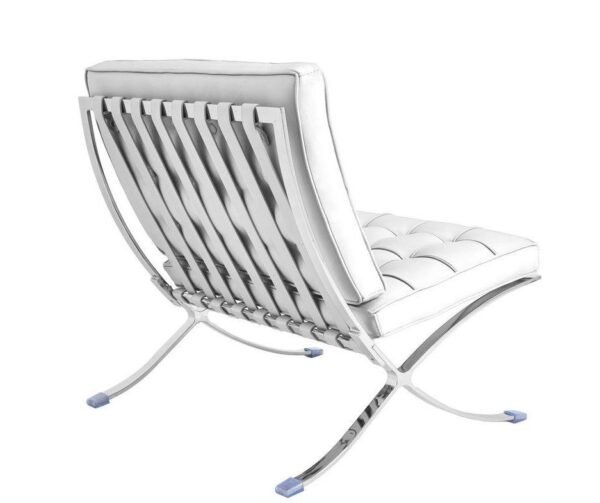 Silla BARNA (T), diseño, acero inoxidable, piel top blanca - Imagen 4