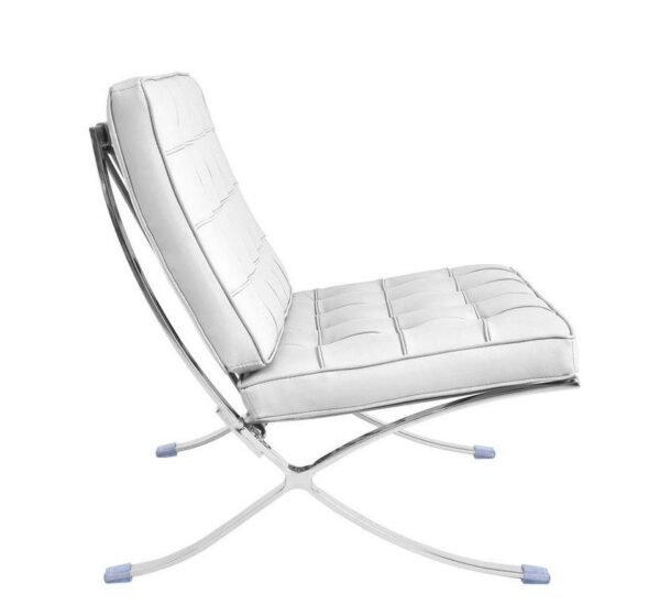 Silla BARNA (T), diseño, acero inoxidable, similpiel blanca - Imagen 2