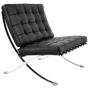 Silla BARNA (T), diseño, acero inoxidable, similpiel negra