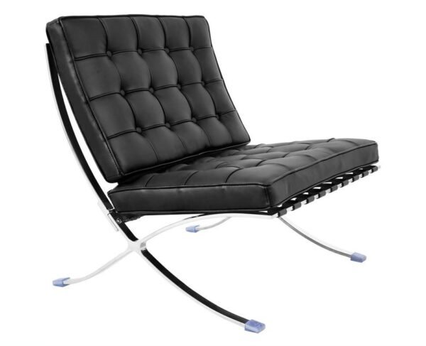 Silla BARNA (T), diseño, acero inoxidable, similpiel negra
