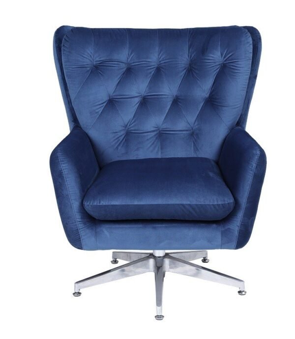 Sillón BÉCQUER, giratorio, regulable, tapizado velvet azul - Imagen 3
