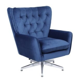 Sillón BÉCQUER, giratorio, regulable, tapizado velvet azul