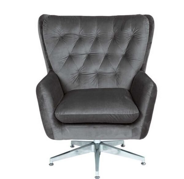 Sillón BÉCQUER, giratorio, regulable, tapizado velvet gris - Imagen 3