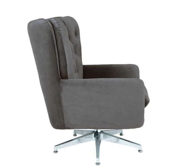 Sillón BÉCQUER, giratorio, regulable, tapizado velvet gris - Imagen 4