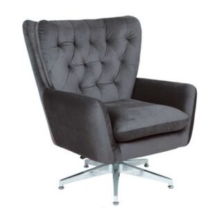 Sillón BÉCQUER, giratorio, regulable, tapizado velvet gris