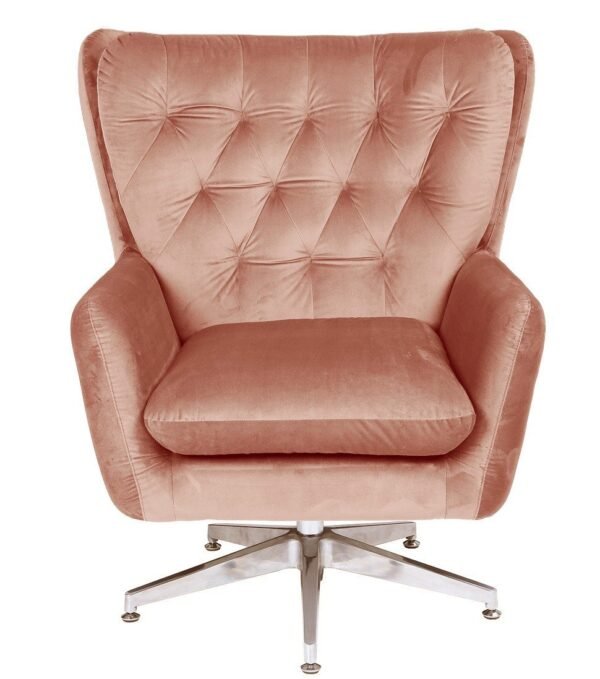 Sillón BÉCQUER, giratorio, regulable, tapizado velvet rosa - Imagen 2