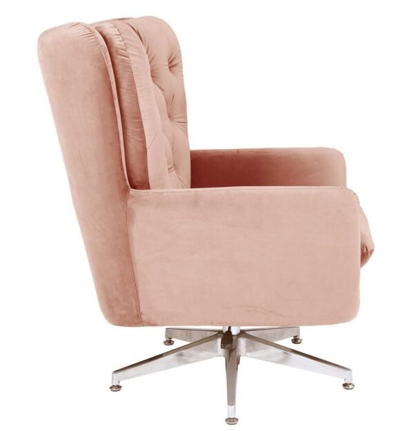 Sillón BÉCQUER, giratorio, regulable, tapizado velvet rosa - Imagen 4