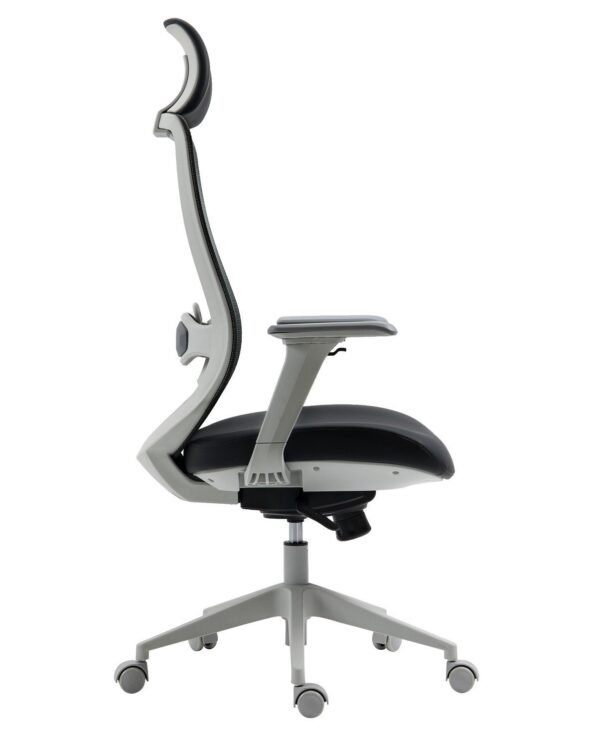 Sillón de oficina ARANJUEZ, alto, gris, ergonómico, multifunción, malla y asiento negro - Imagen 4