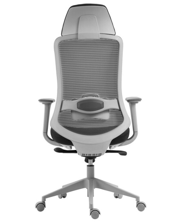 Sillón de oficina ARANJUEZ, alto, gris, ergonómico, multifunción, malla y asiento negro - Imagen 5