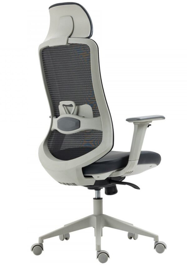 Sillón de oficina ARANJUEZ, alto, gris, ergonómico, multifunción, malla y asiento negro - Imagen 6