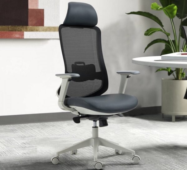 Sillón de oficina ARANJUEZ, alto, gris, ergonómico, multifunción, malla y asiento negro - Imagen 9