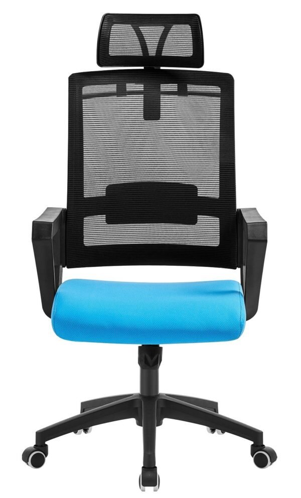 Sillón de oficina ASTON, negro, malla negra, tejido azul claro - Imagen 3