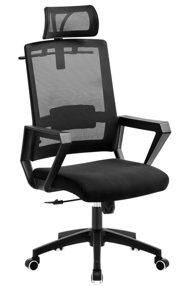 Sillón de oficina ASTON, negro, malla y tejido negro
