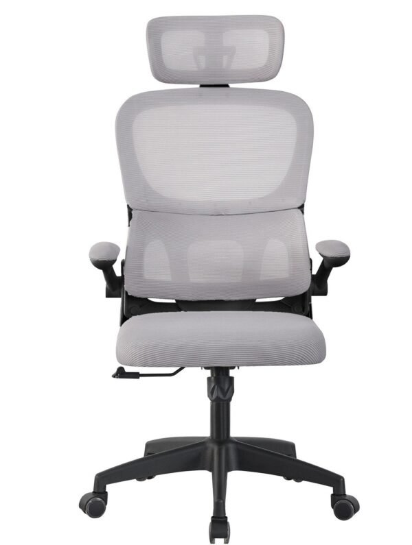 Sillón de oficina BERNAY, alto, negro, malla y asiento gris - Imagen 3