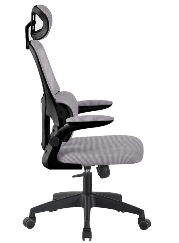 Sillón de oficina BERNAY, alto, negro, malla y asiento gris - Imagen 4