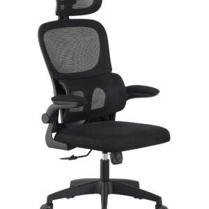 Sillón de oficina BERNAY, alto, negro, malla y asiento negro