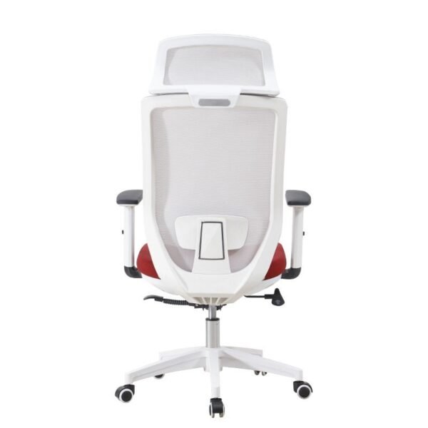 Sillón de oficina CLAYTON, blanco, malla gris, tejido azul claro - Imagen 4