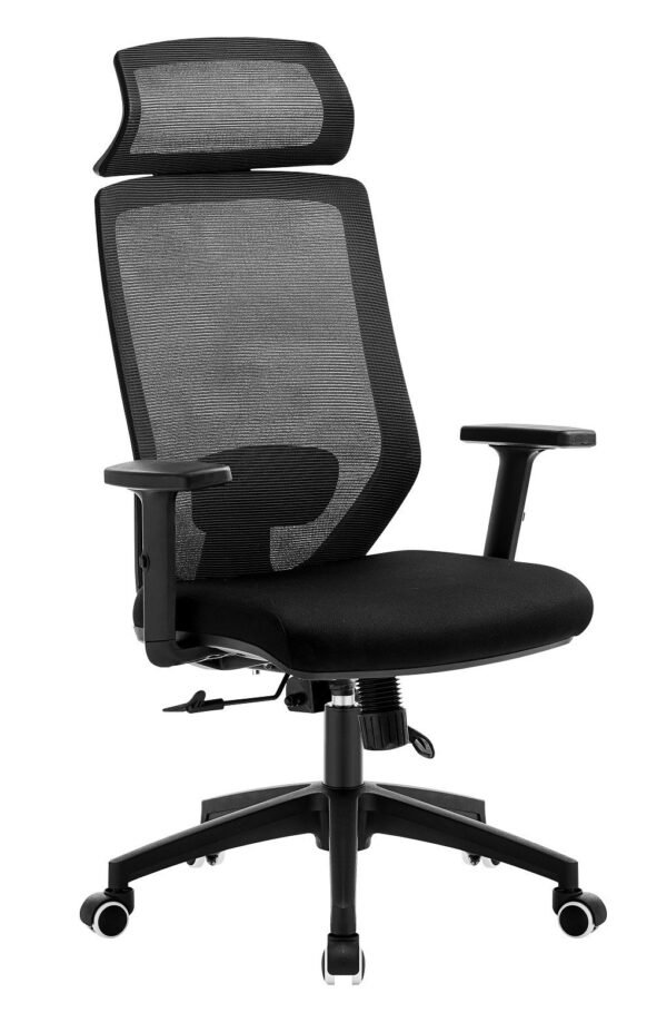 Sillón de oficina CLAYTON, negro, malla y tejido negro