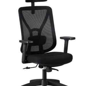 Sillón de oficina CLISSON, alto, negro, malla y asiento negro