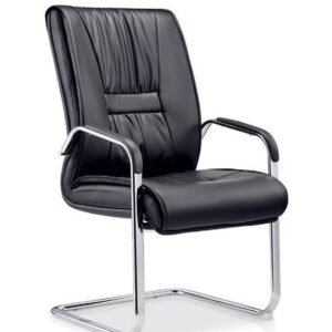 Sillón de oficina FLANDES, fijo de patín, cromado, similpiel negra