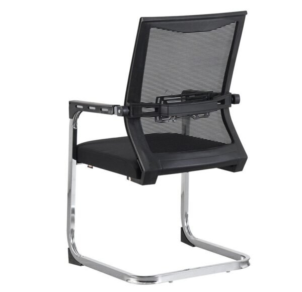 Sillón de oficina FLERS, fijo de patín, cromado, malla negra - Imagen 5