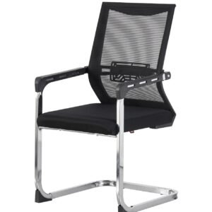 Sillón de oficina FLERS, fijo de patín, cromado, malla negra