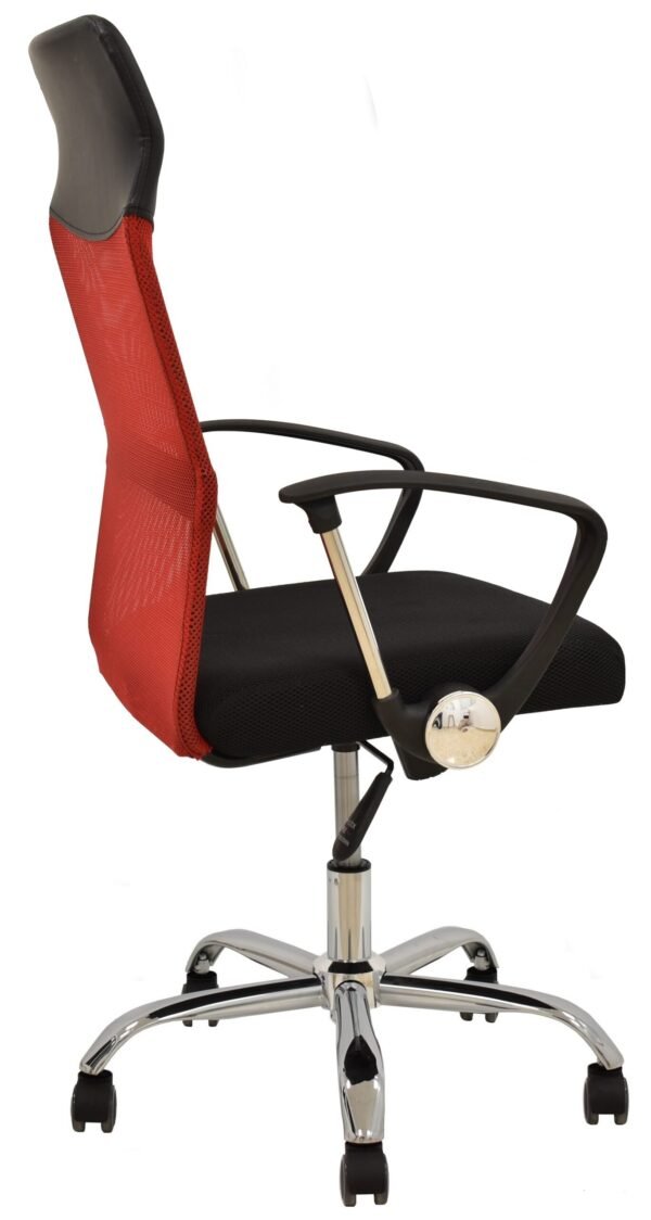 Sillón de oficina GINO (H), malla roja y tejido mesh negro - Imagen 3