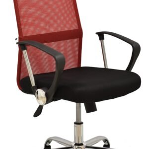 Sillón de oficina GINO (H), malla roja y tejido mesh negro