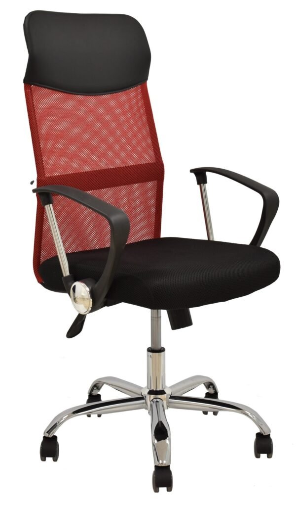 Sillón de oficina GINO (H), malla roja y tejido mesh negro